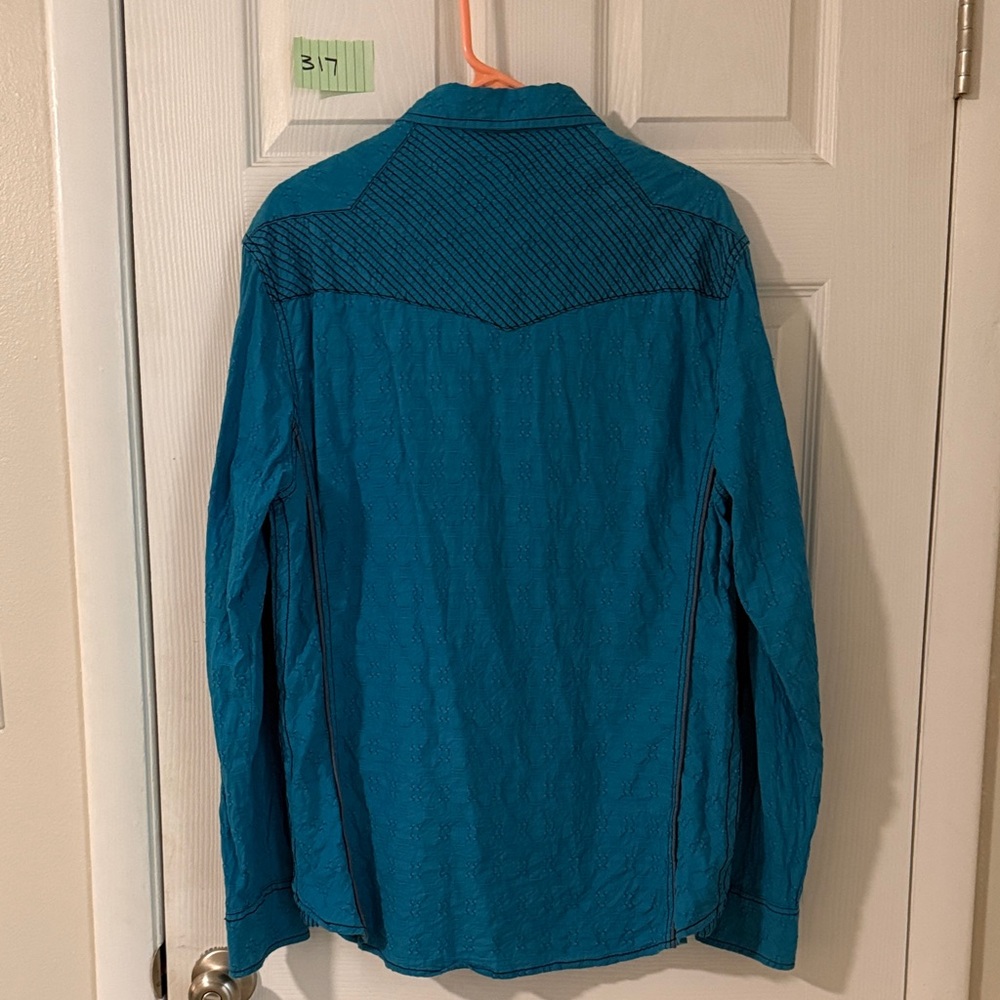 Buckle Black Label Men's Vibrant Teal Shirt - Picture 6 of 7